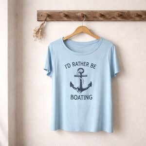 Violets Are Blue Boating Graphic Tee Women Large Blue‎ Excellent Nautical Anchor